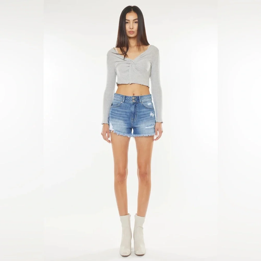 KANCAN - FARAH HIGH RISE MOM SHORTS sz 25 - Picture 3 of 13